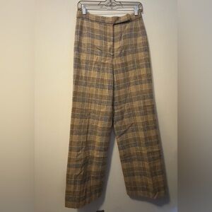 Vintage Evan Picone 100% wool Checkered Tan and Gray women’s Dress Pants